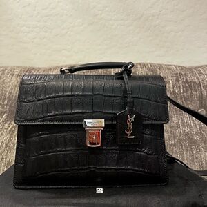 *Sold*YSL Croc Crocodile Embossed crossbody Bag with top handle